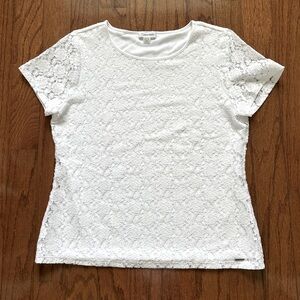 Calvin Klein White Lace Top..Size Large